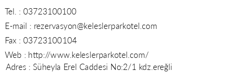 Keleler Park Otel telefon numaralar, faks, e-mail, posta adresi ve iletiim bilgileri